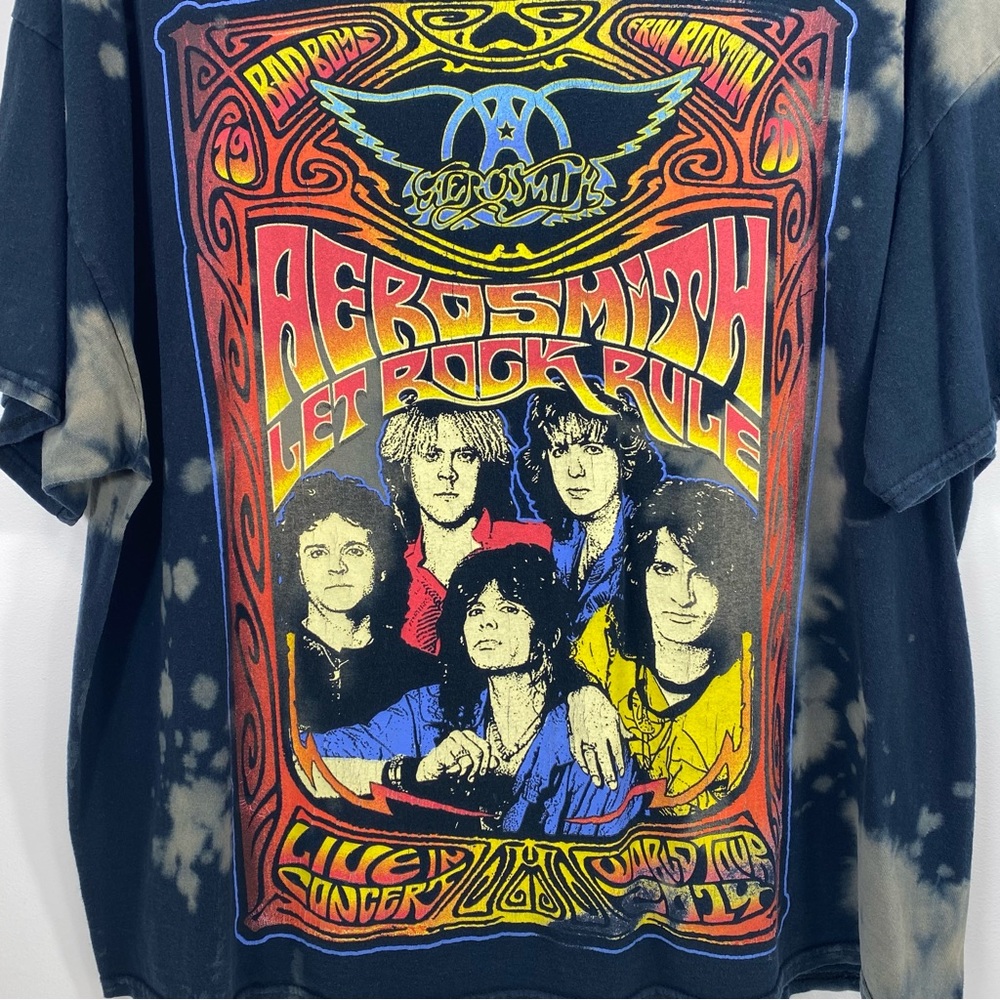 Aerosmith Live Let Rock Rule Tour 2014 Black Tie-Dye Concert Band Tee T-Shirt 3X - Picture 2 of 11